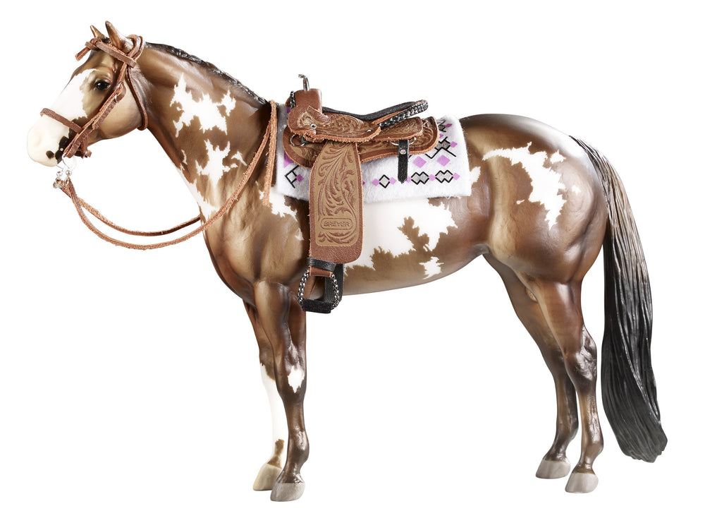 Breyer Cimarron saddle with embossed skirts for a lifelike western look.
