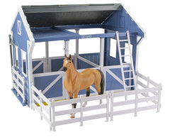 Breyer Freedom Series Deluxe Stable with wash stall and Buckskin Quarter Horse for imaginative play.