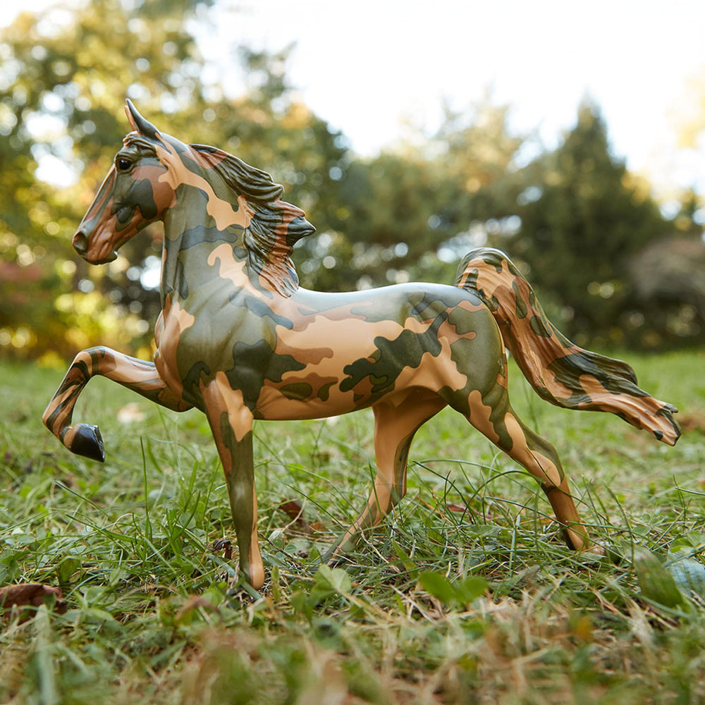 Breyer Hope horse camouflage colors highlight tribute appeal for collectors and gifts.