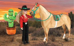Breyer plush holiday cactus with colorful lights creates seasonal decor.
