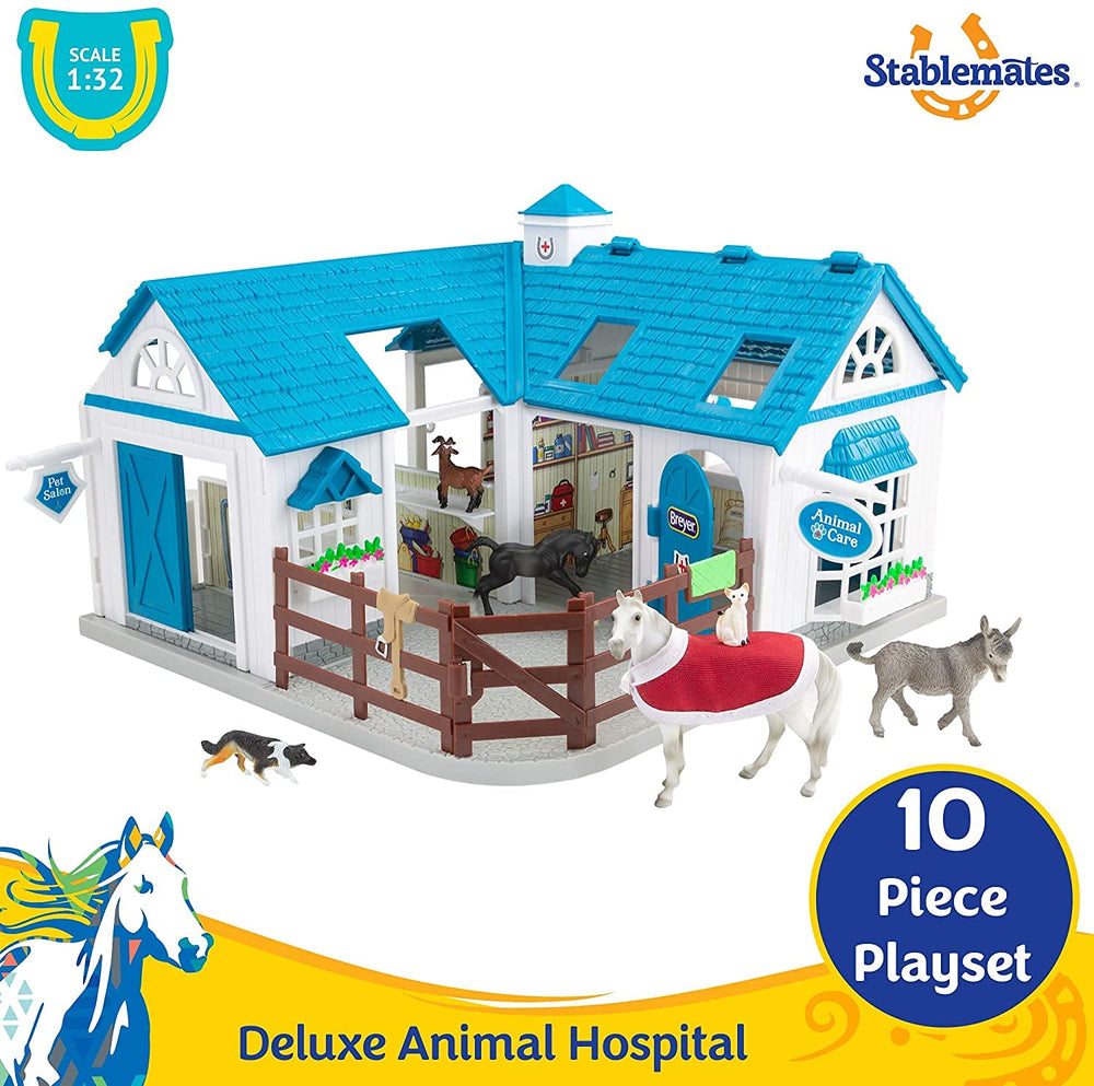 Breyer Stablemates playset close-up shows horse and foal figures for storytelling