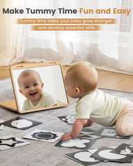Brezlio baby-safe wood construction ensures durable, non-toxic materials for safe tummy time.