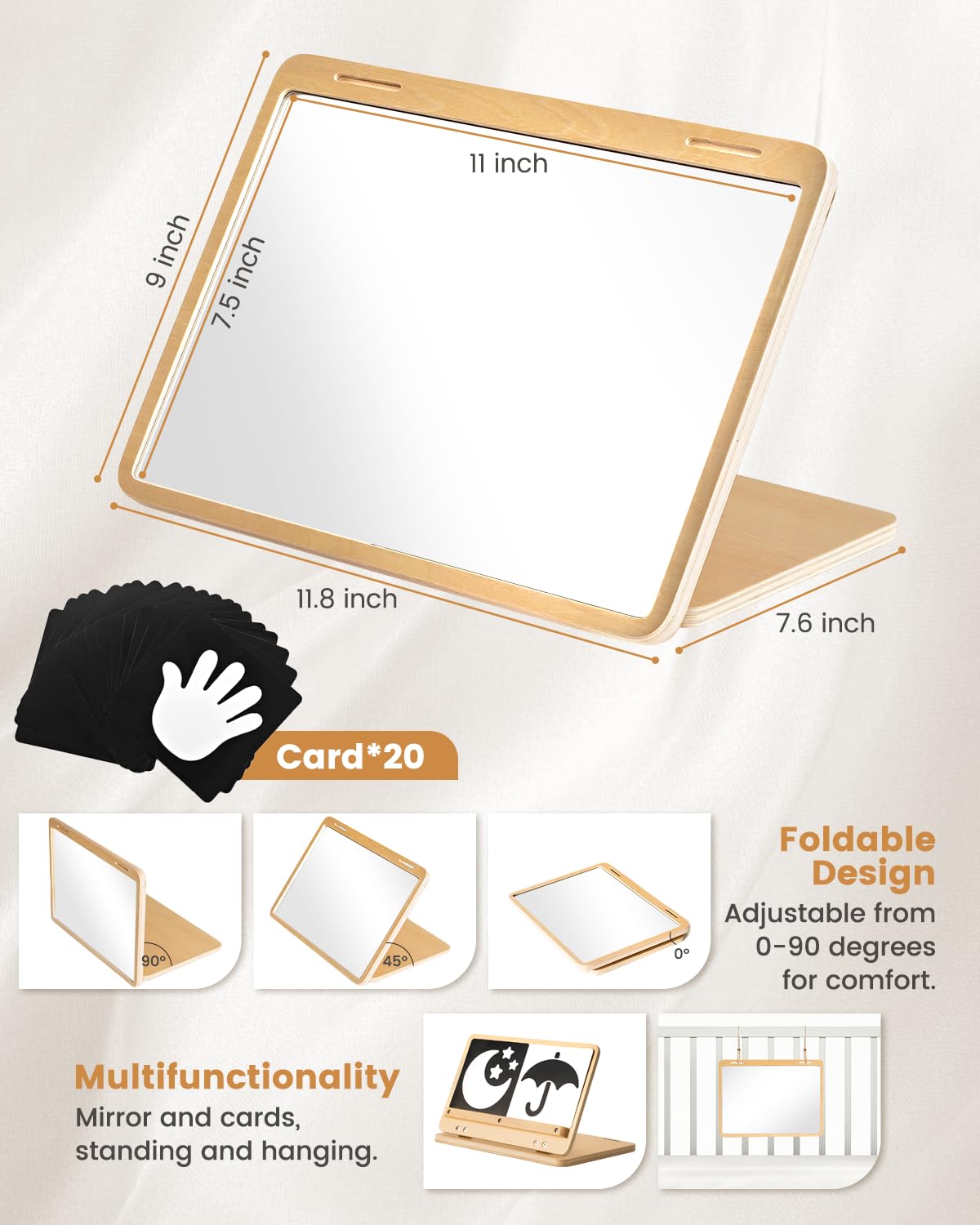 Brezlio large floor mirror provides a wider view to support self-recognition and interaction.