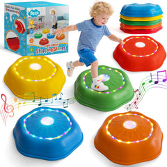Brezlio Musical Stepping Stones front view with colorful lights for engaging play.