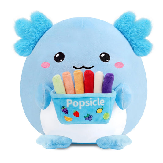 BRICHOEE axolotl plush holding popsicle, cuddly companion for kids