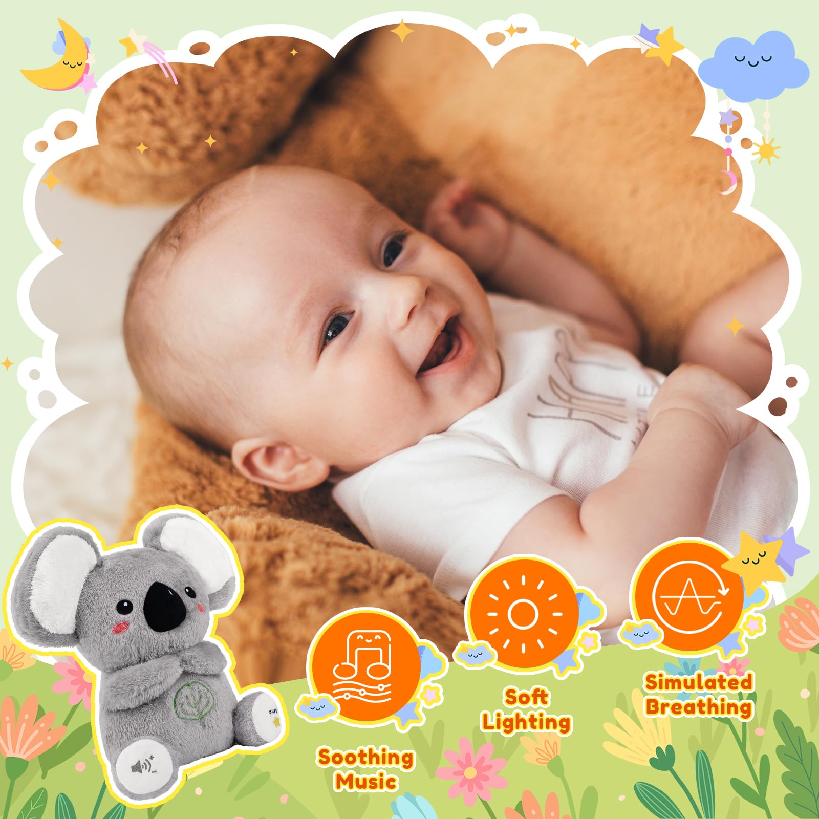 BRICHOEE koala stuffed animal breathing belly provides calm, kid-friendly relaxation