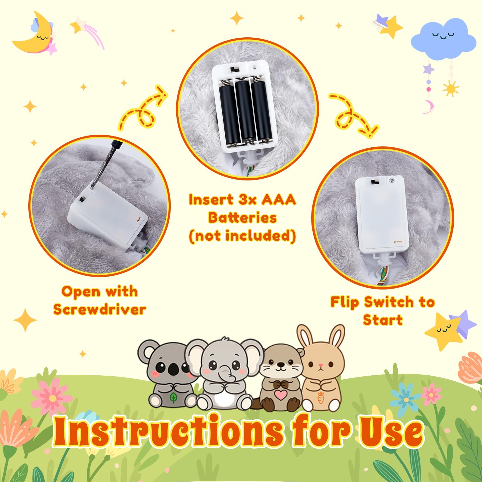 BRICHOEE portable plush toy fits on crib, desk, or travel bag