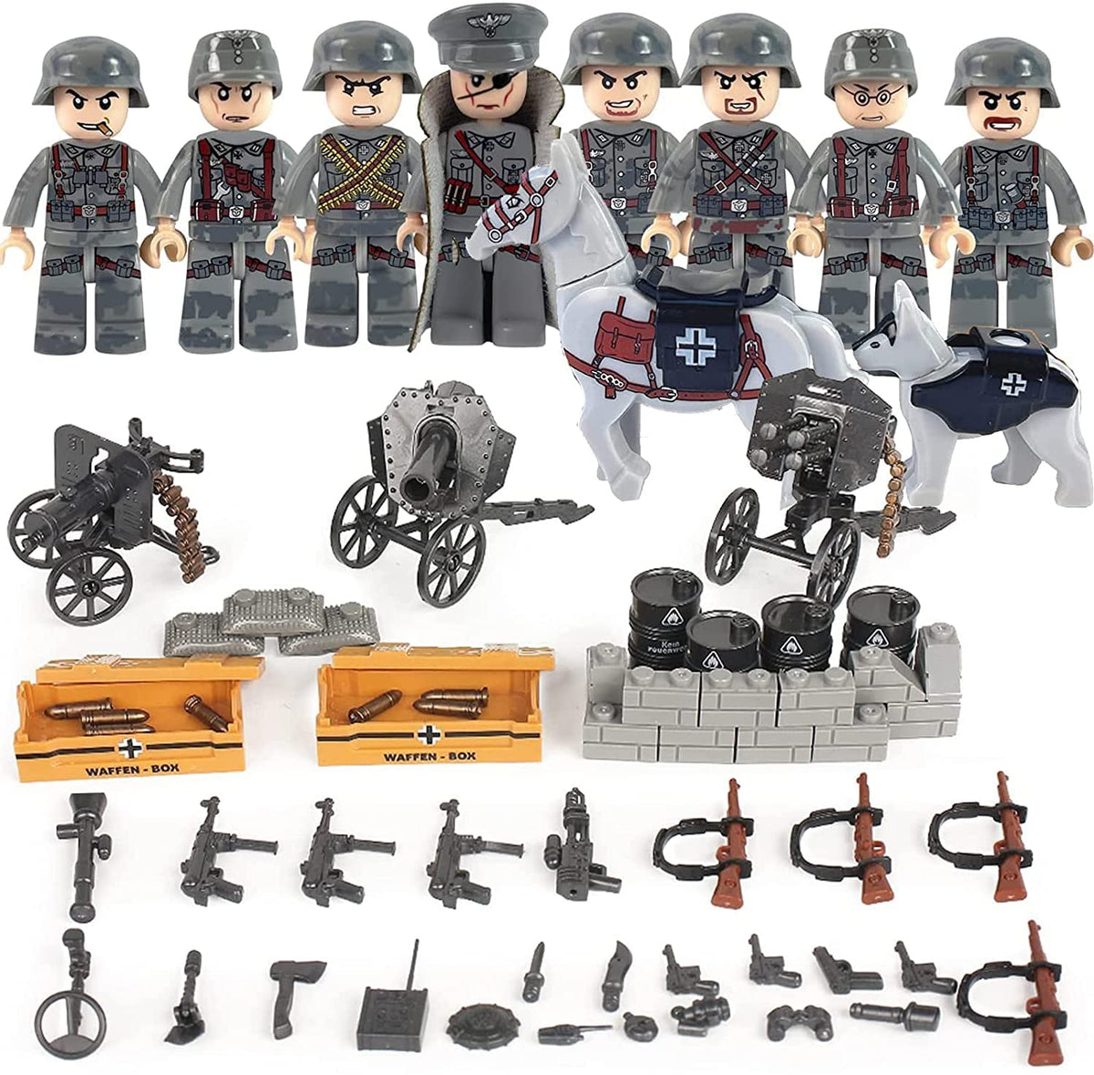 Brick Bazaar WW2 Army Men German soldiers figures for immersive display and creative play.