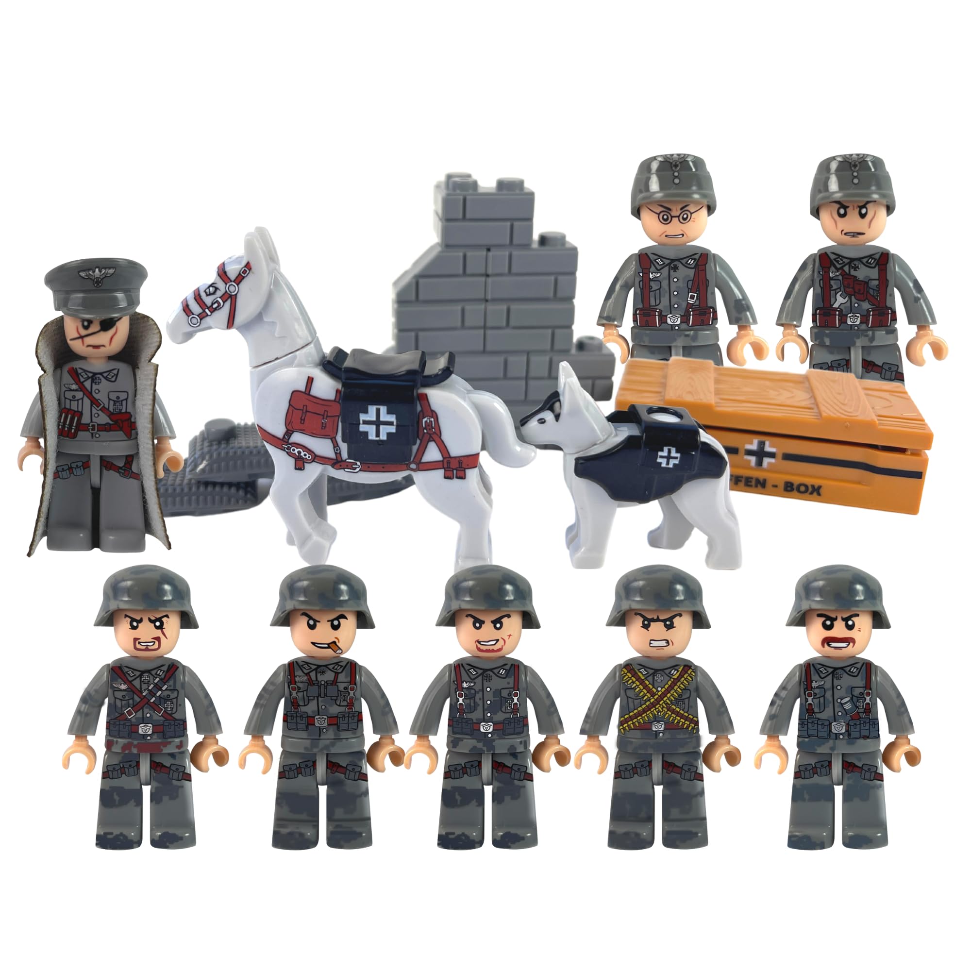 Brick Bazaar WW2 Army Men sniper rifles and weapons for authentic detail.
