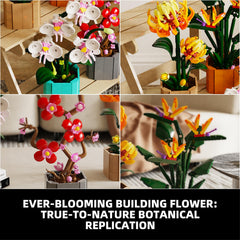 BRICK HAMBURG Flower Bouquet Building Blocks 4 Set arranged on desk for quick uplifting décor