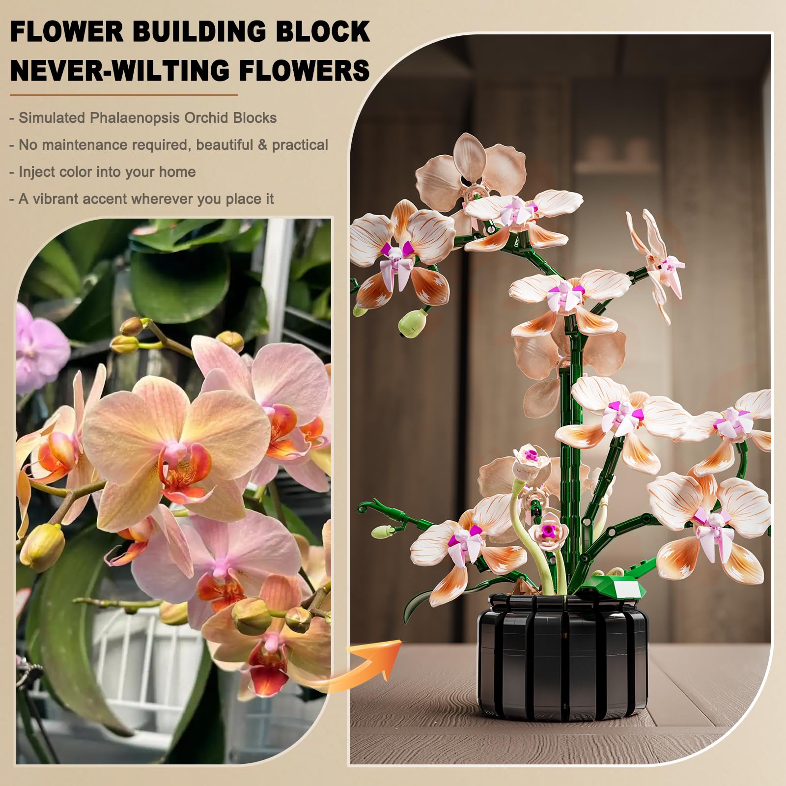 BRICK HAMBURG Flower Bouquet Kit assembly process with numbered blocks