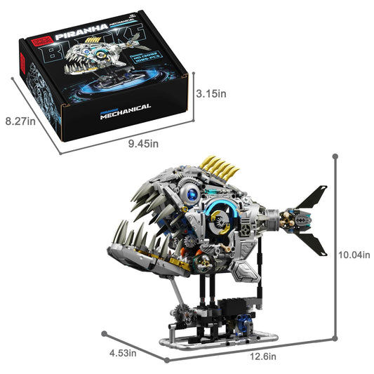 BRICK HAMBURG Piranhas LED light activation highlights the model’s glow and display appeal.