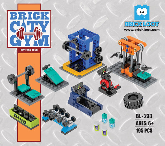 Brick Loot Brick City Gym workout equipment details enable realistic, imaginative gym scenes