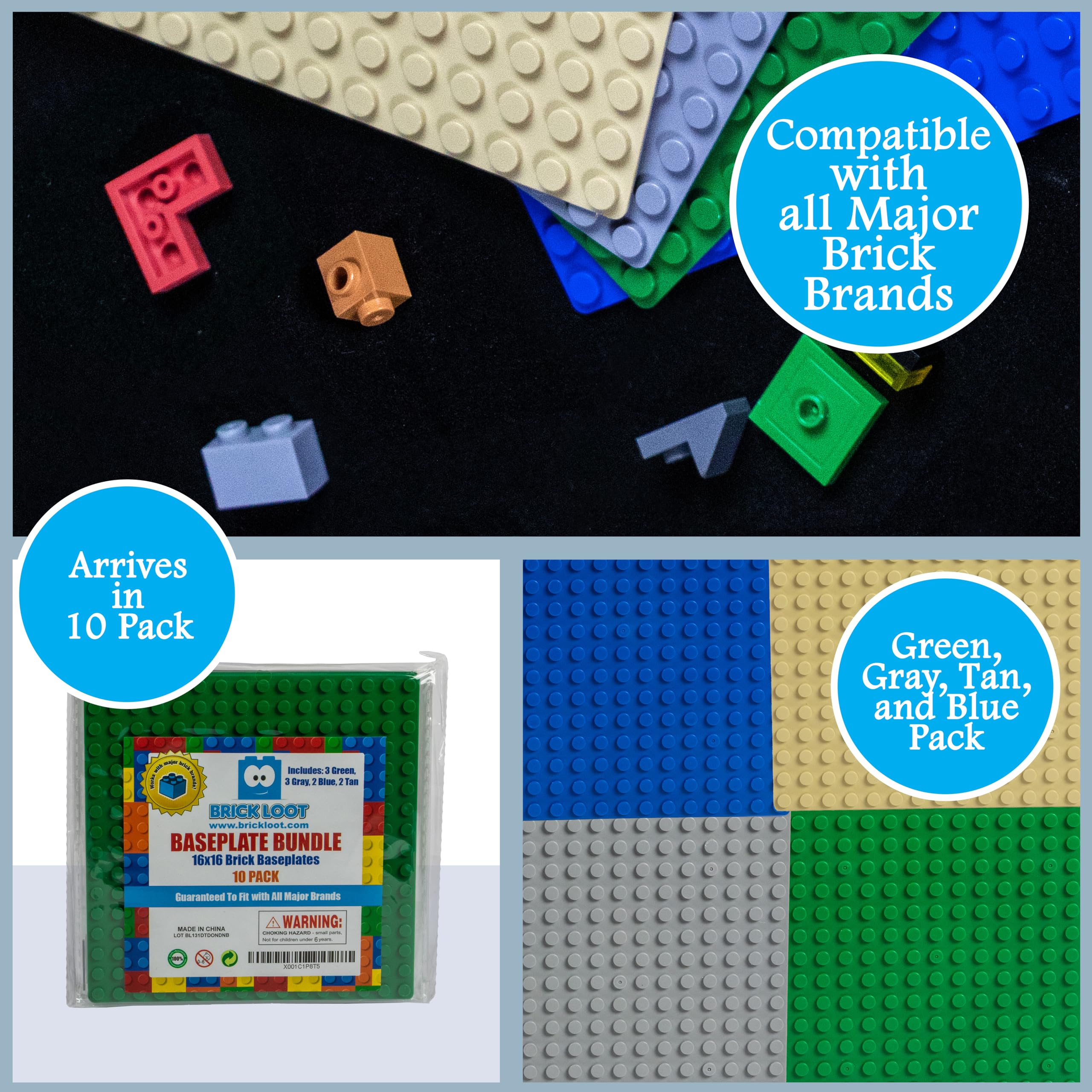 Brick Loot classic blue baseplates for oceans and imaginative scenes