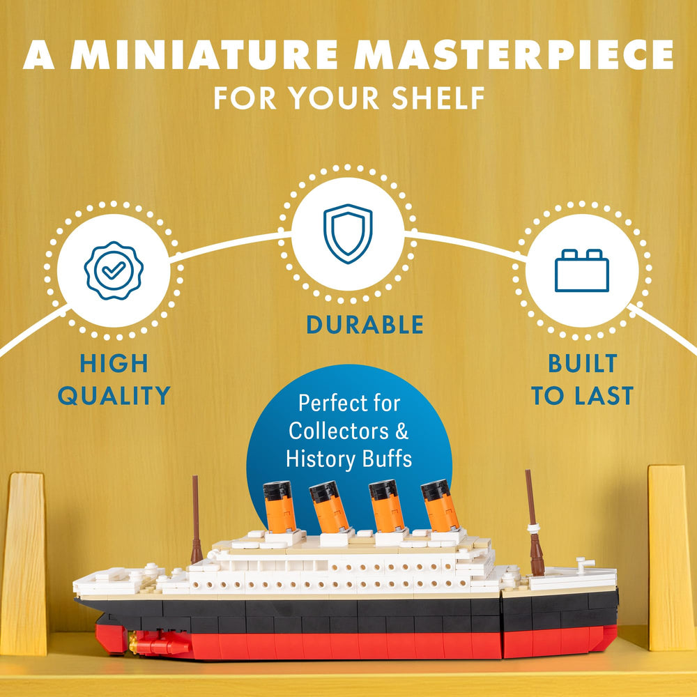 Brick Loot Titanic Building Set on desk ready-to-view centerpiece for home offices