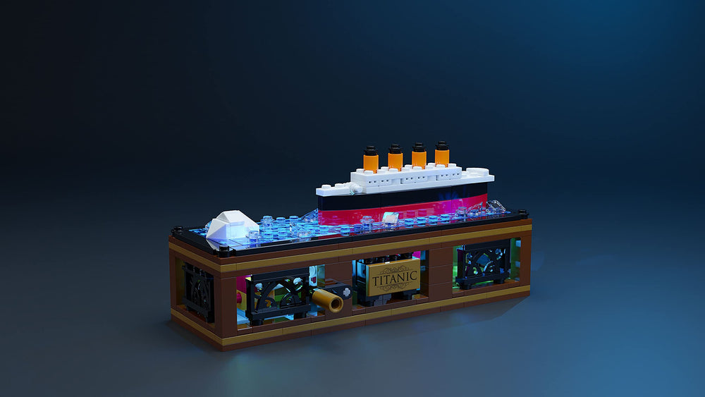 Brick Loot Titanic display piece serves as a collectible centerpiece for desks.