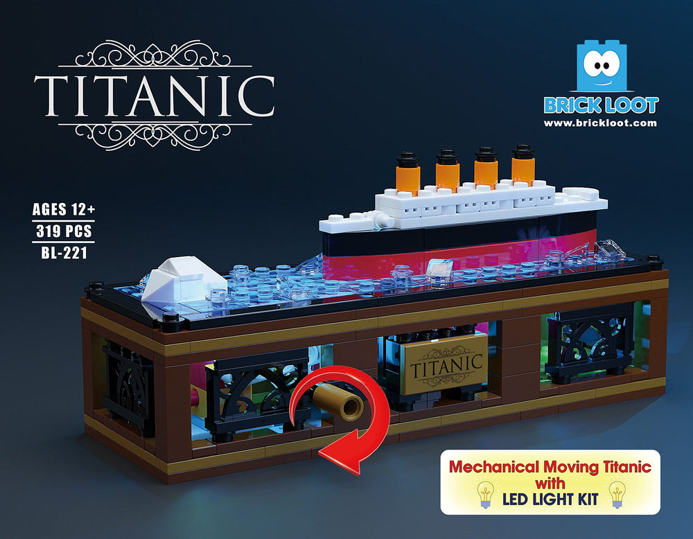 Brick Loot Titanic ship length emphasizes proportion and scale in compact form.