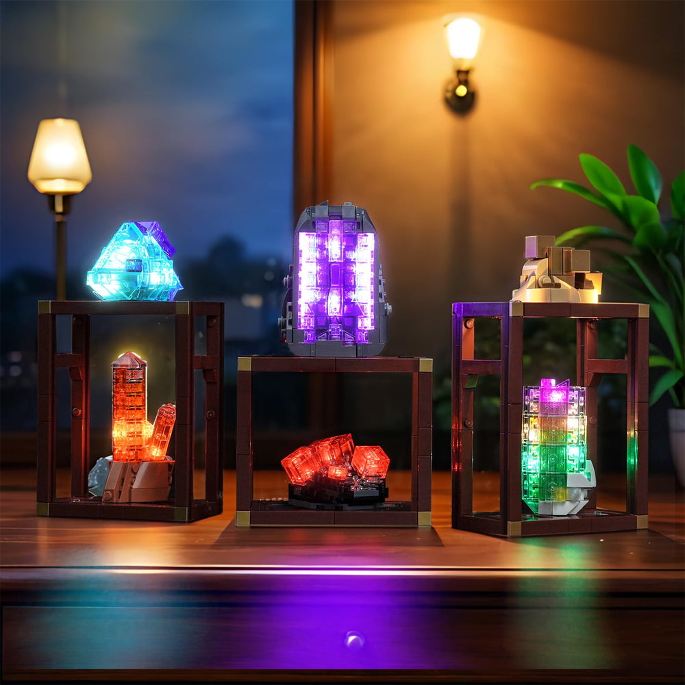 BrickBling display with lights showcases minerals in a new, eye-catching way