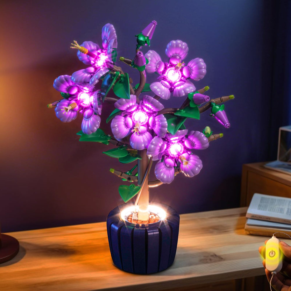BrickBling gift-ready Hibiscus light kit for birthday or display.