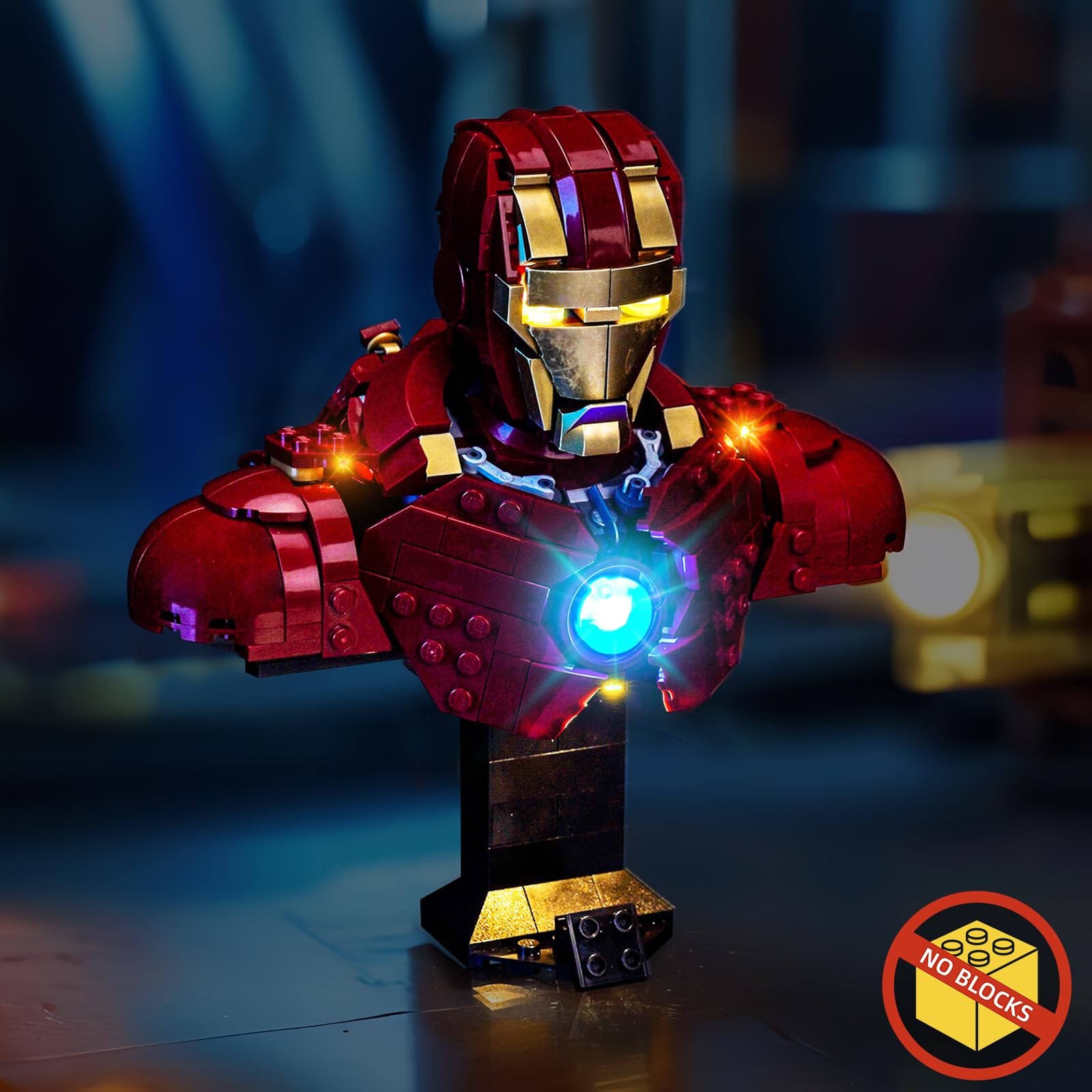 BrickBling gift-ready LED lighting for Iron Man MK4 bust.
