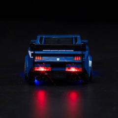 BrickBling LED illumination enhances hidden details of the Ford Mustang Dark Horse.