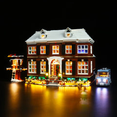 BrickBling LED light for 21330 House illuminates the Home Alone model for realistic night scenes