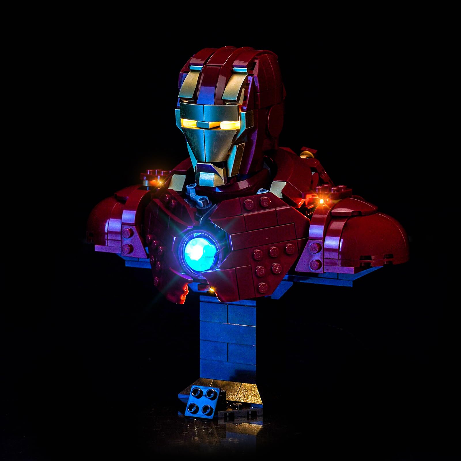 A BrickBling-installed display with the MK4 Bust reveals enhanced lighting on display