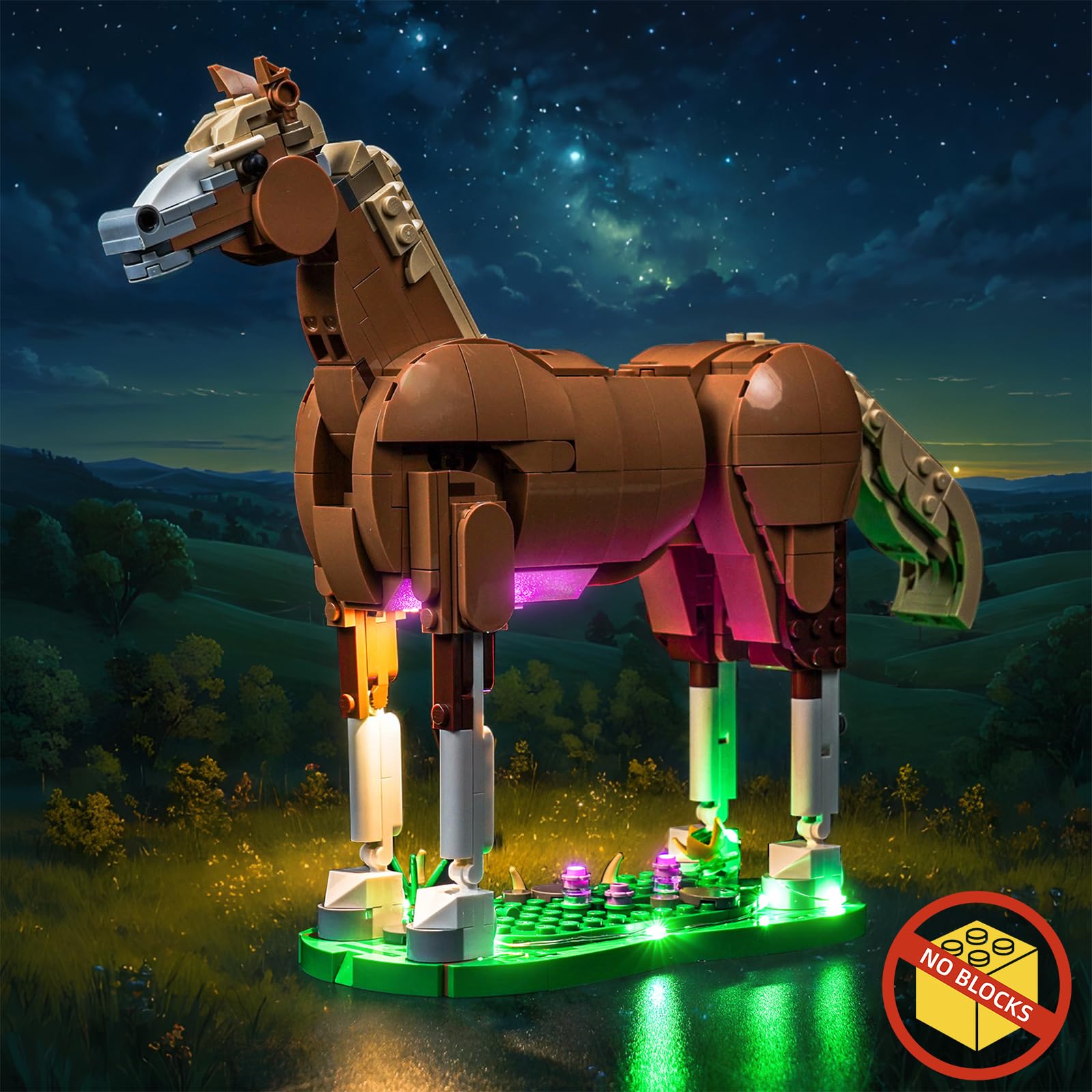 BrickBling LED light kit for LEGO 31166, dark-room display shows dramatic illumination.