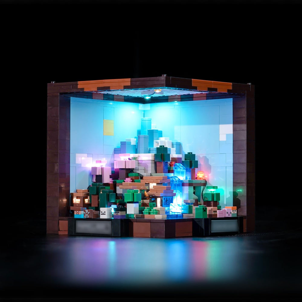 BrickBling LED light kit for Crafting Table setup brightens displays.