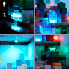 BrickBling lights integrated with Lego 21265 for safe illumination.