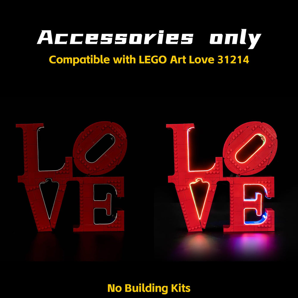BrickBling Love Sign illumination highlights sculpture details and ambiance
