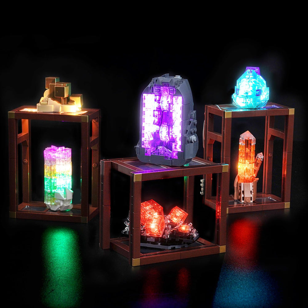 BrickBling LED light kit for Mineral Collection adds subtle illumination to the display