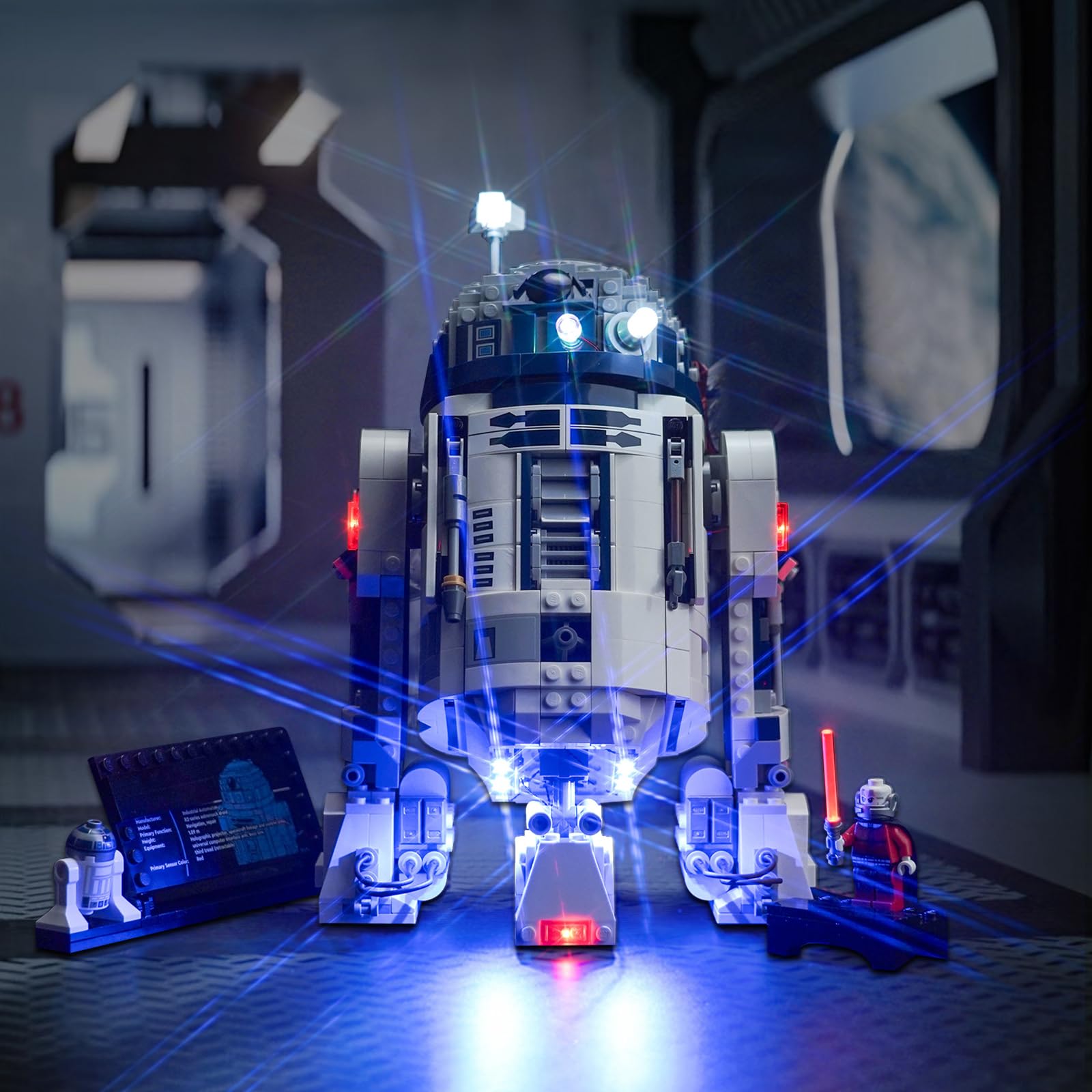 BrickBling LED light brightens a desk or shelf with R2-D2 decor