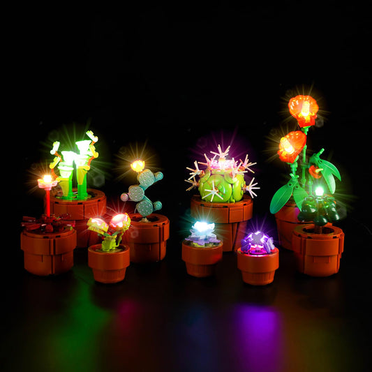 BrickBling LED light for Tiny Plants 10329 enhances display with subtle illumination.