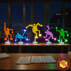 BrickBling LED lights highlight the dancing figures during showcases and photos.