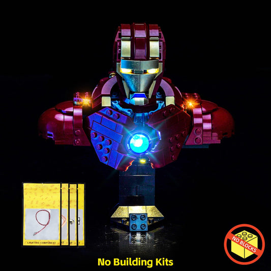 BrickBling light kit for LEGO 76327 bust shows hidden details.