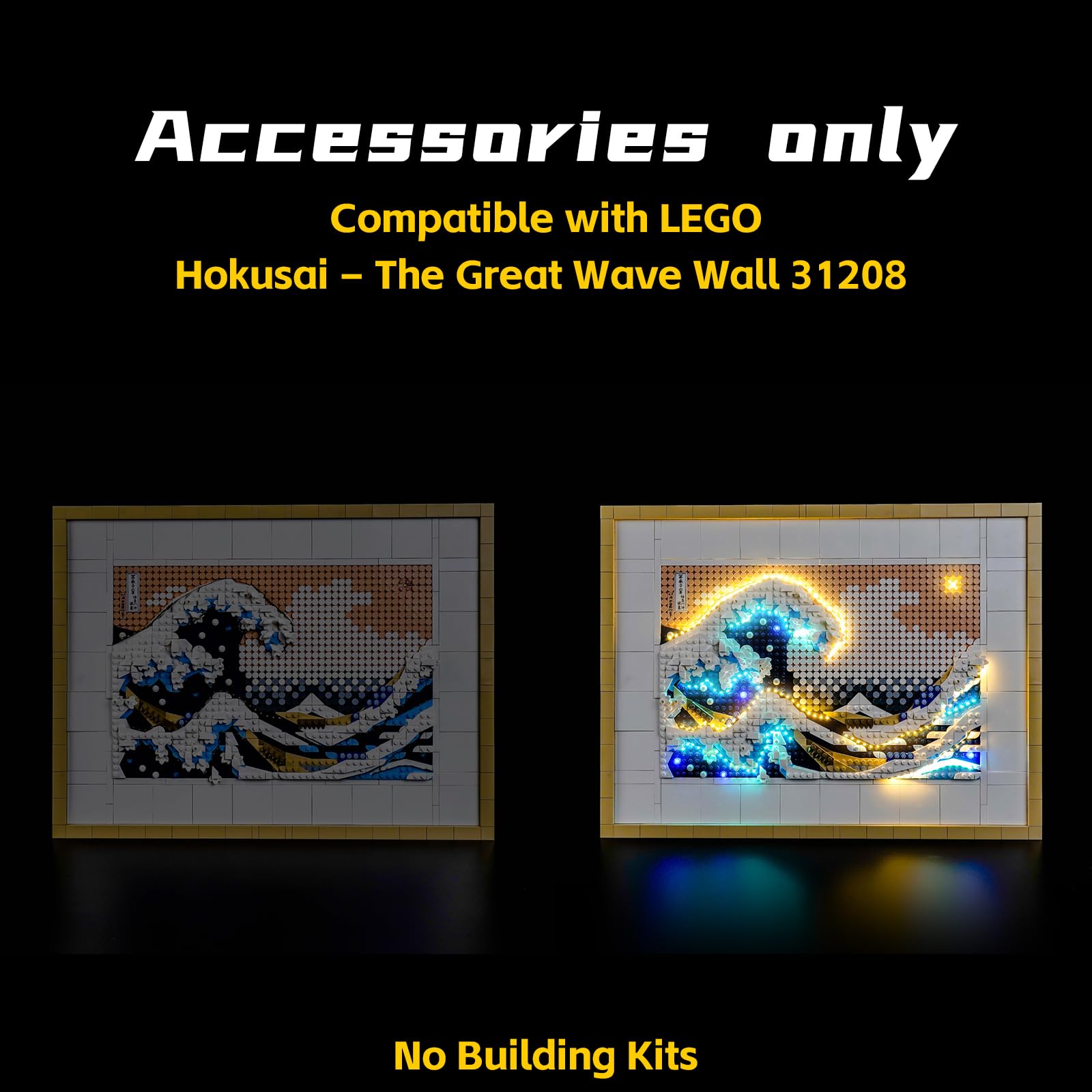 BrickBling LED light-up wall art display brightens room ambiance.