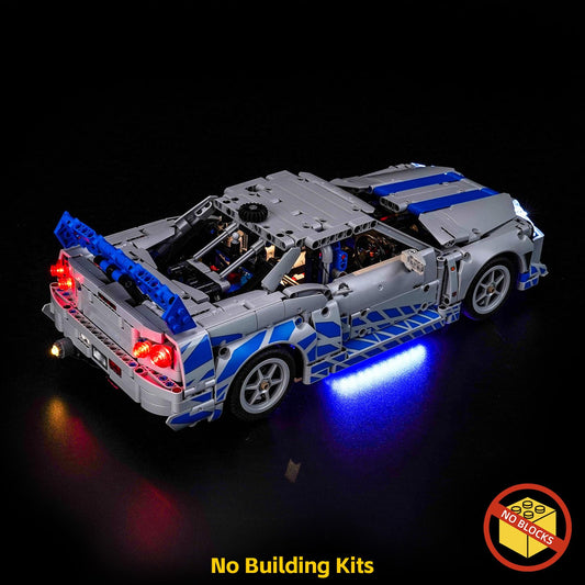 BrickBling LR34 side view shows even, cable-free illumination for model realism.