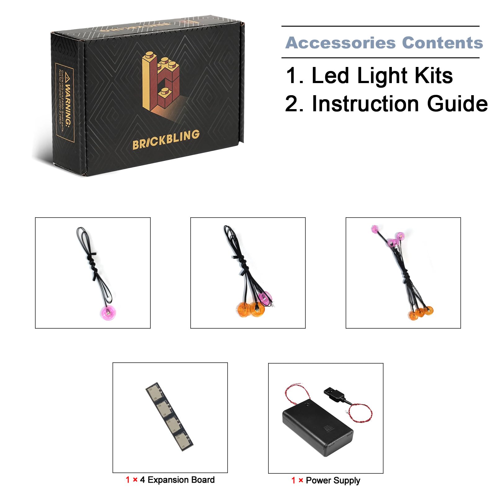 BrickBling USB-powered LED setup for seamless power.
