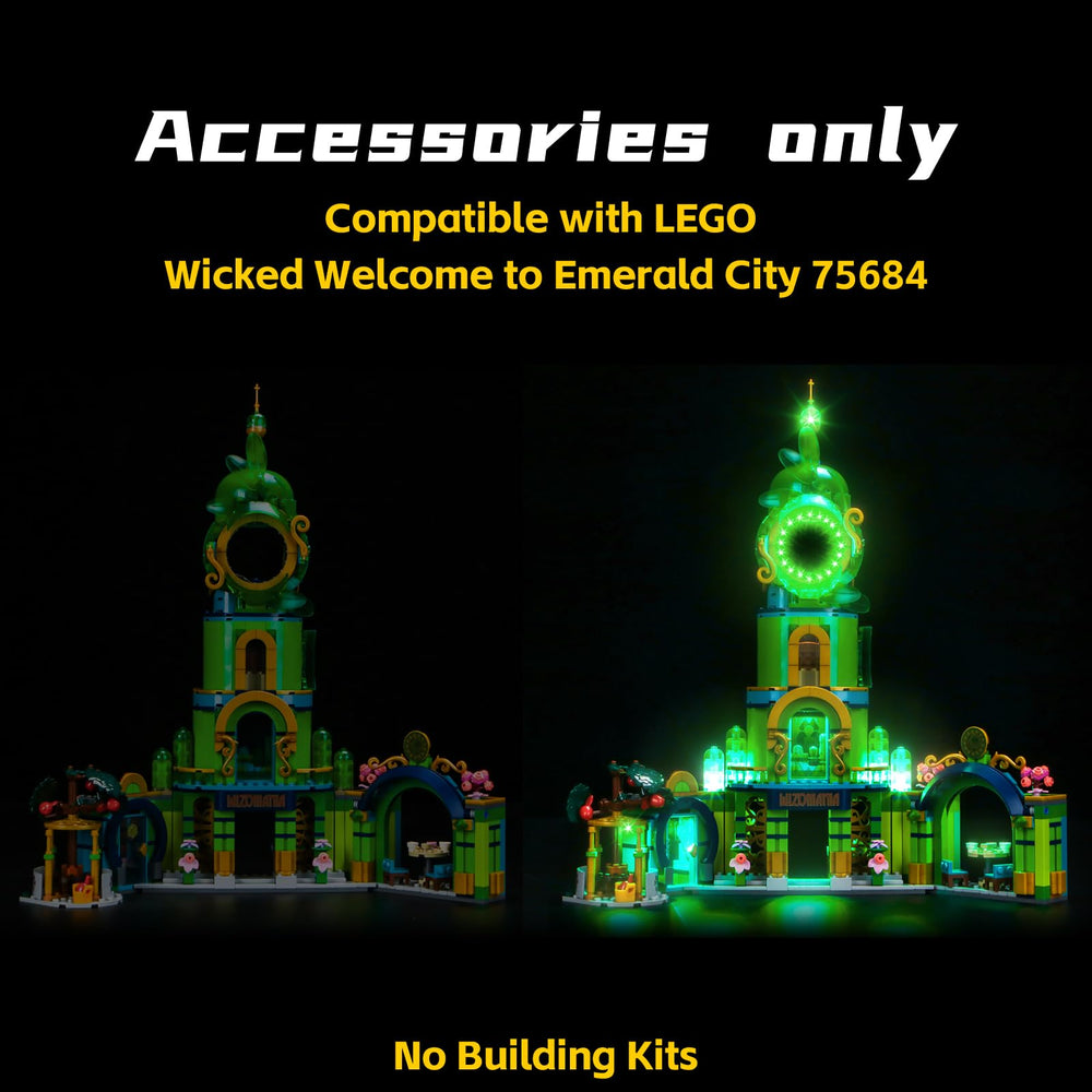 BrickBling Wicked Emerald City installation wires hidden for a clean display.