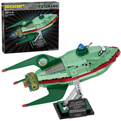Brickcraft Futurama Planet Express Ship front view for an eye-catching display.