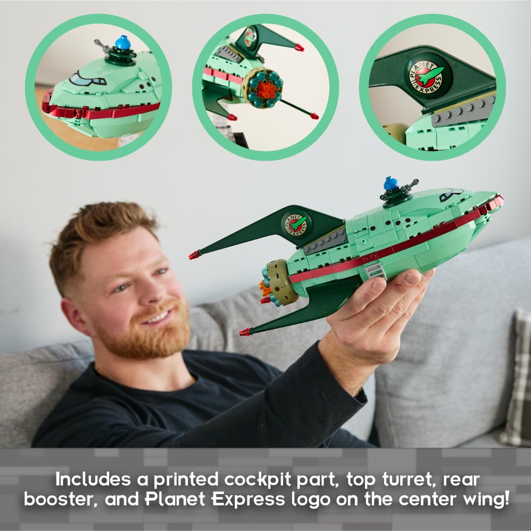 Brickcraft Futurama Planet Express Ship rear booster highlights dynamic design.