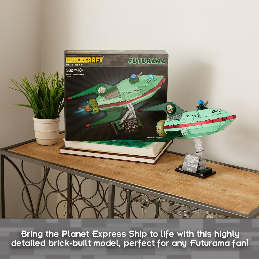 Brickcraft Futurama Planet Express Ship top turret detail adds sci-fi realism.
