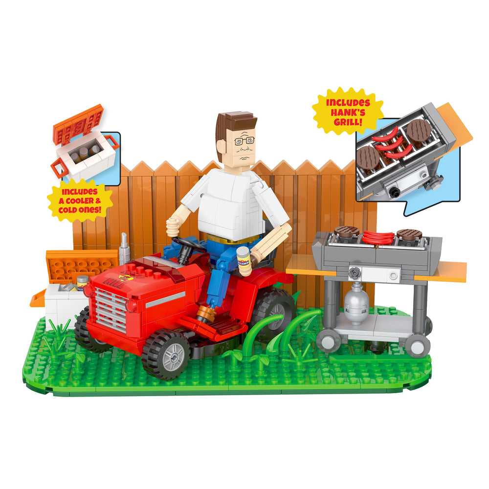 BrickCraft Hank Hill grill propane tank scene, ideal for collectors' display.