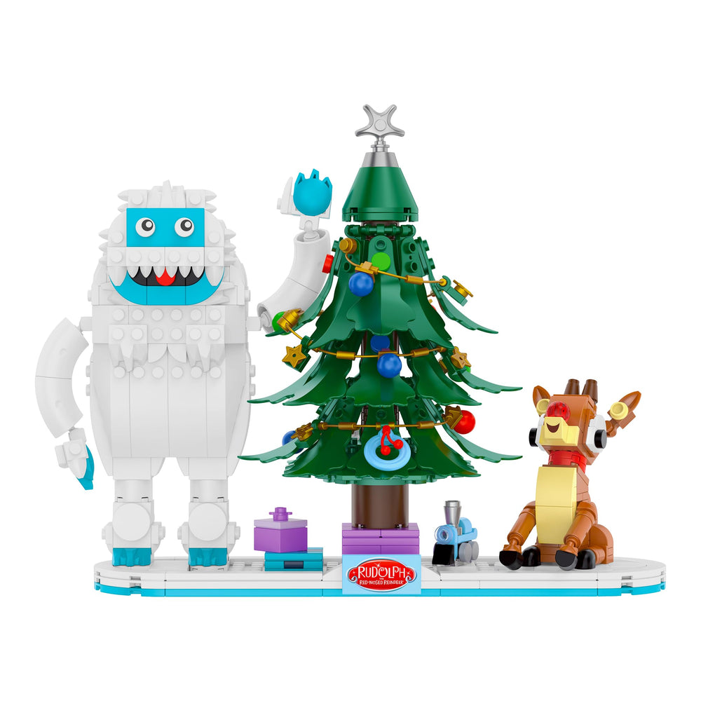 Brickcraft Rudolph and Bumble figures for a collectible holiday scene.