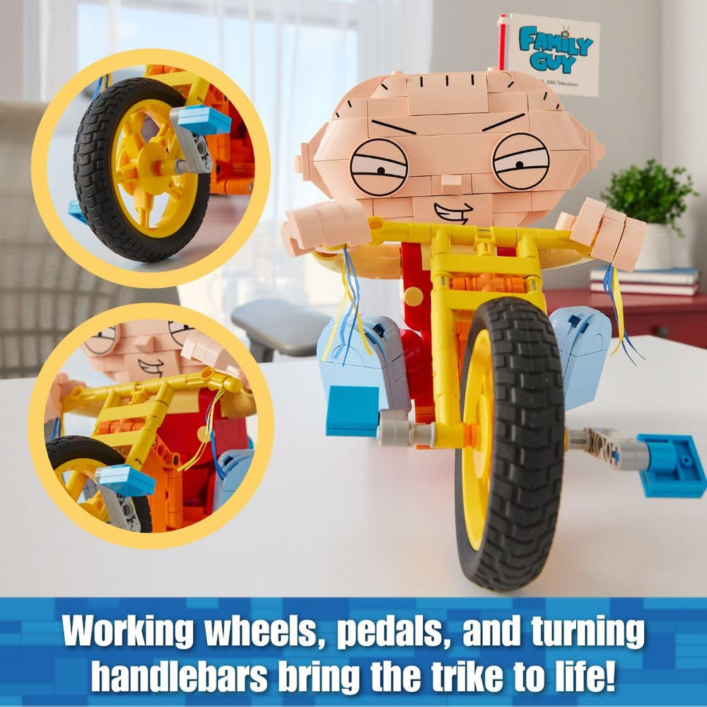 Brickcraft Stewie face-detail printed for a standout desk display.