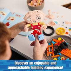 Brickcraft Stewie license plate print enhances collectible display appeal.
