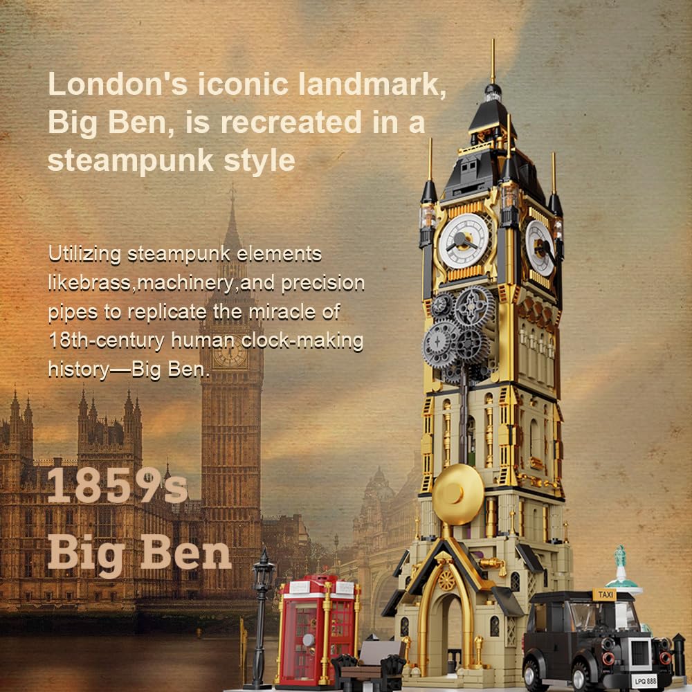 BRICKKK Pantasy Big Ben clock-face detail shows authentic dial styling and craftsmanship