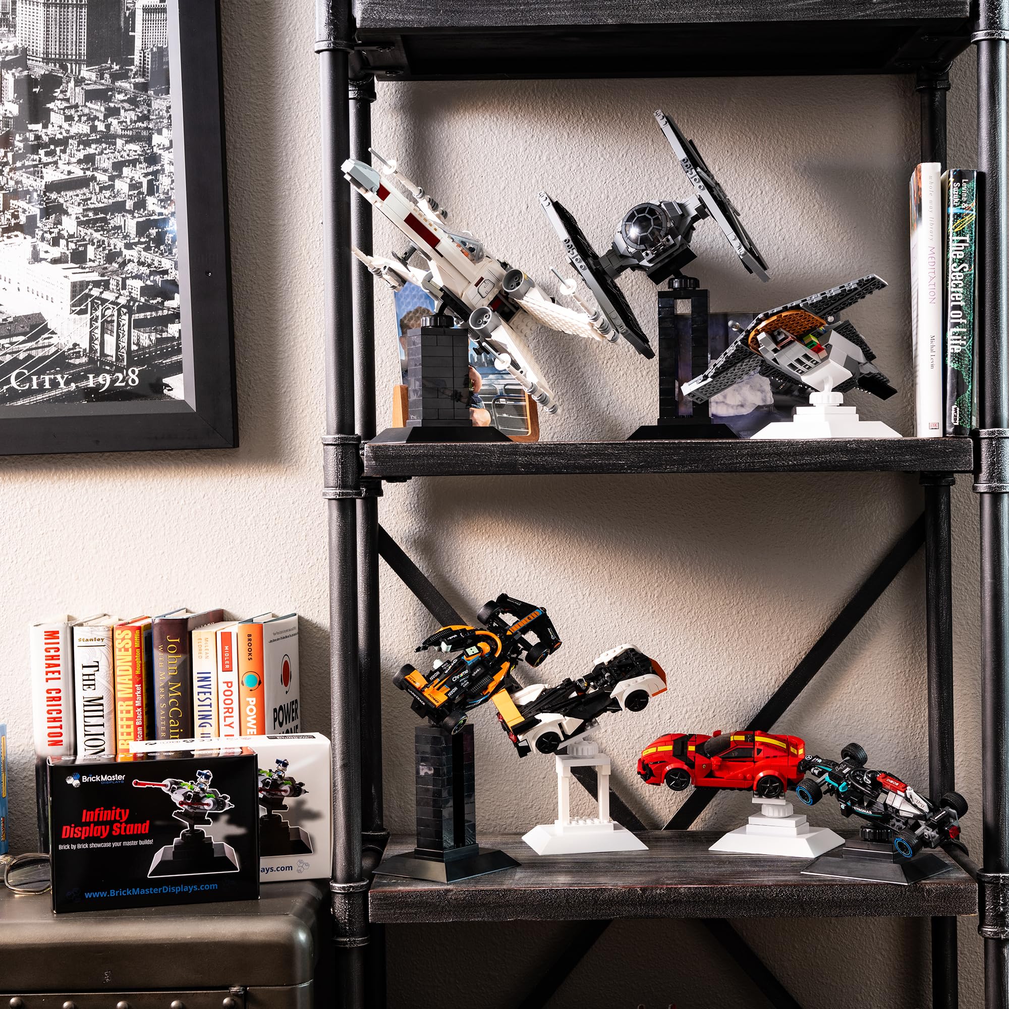 Brickmaster Displays 2-pack in black for flexible display options.
