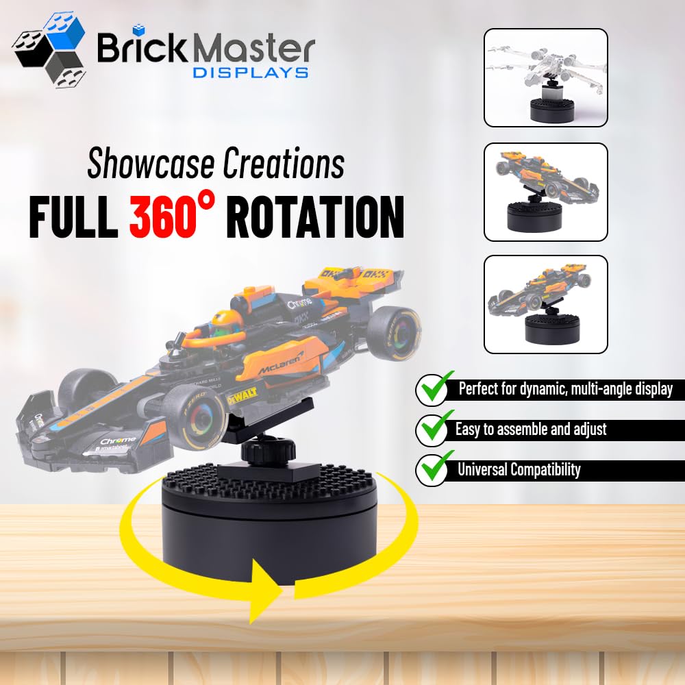 Infinity 360 minifigure display adds dynamic motion to mini figurine showcases.